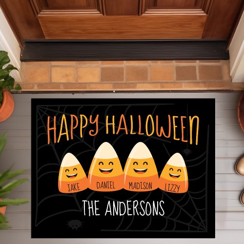 Halloween 4 Person Family Candy Corn Doormat