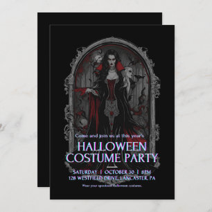 Halloween 4 vampire, scary, fun monster, horror, 3 invitation