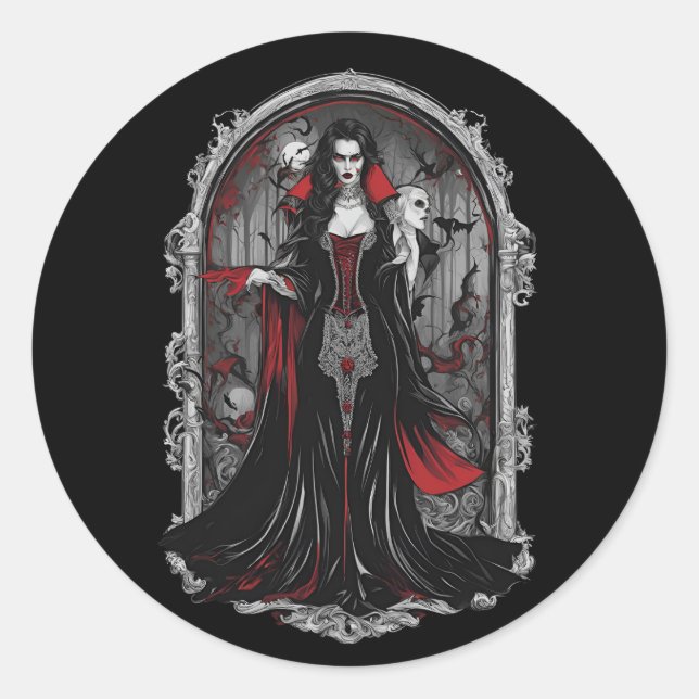 Halloween 4 vampire, scary monster, fun, b classic round sticker (Front)