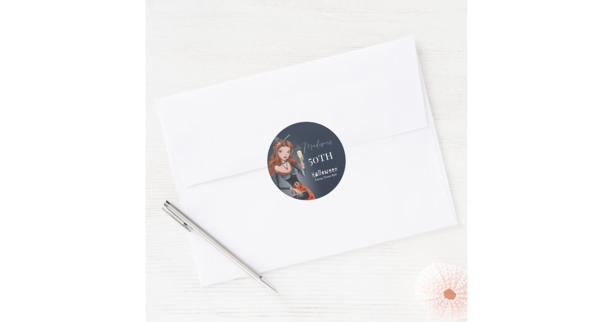 Halloween 50 th Birthday Party Classic Round Sticker | Zazzle