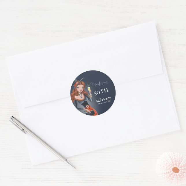 Halloween 50 th Birthday Party  Classic Round Sticker (Envelope)