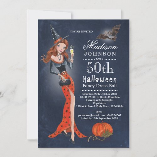 Halloween  50 th Birthday Party  Invitation