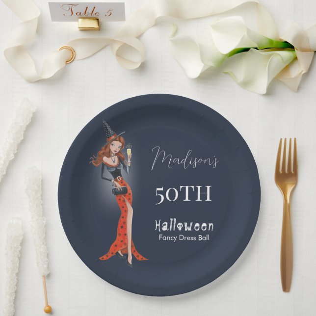 Halloween 50 th Birthday Party Paper Plates (Wedding)
