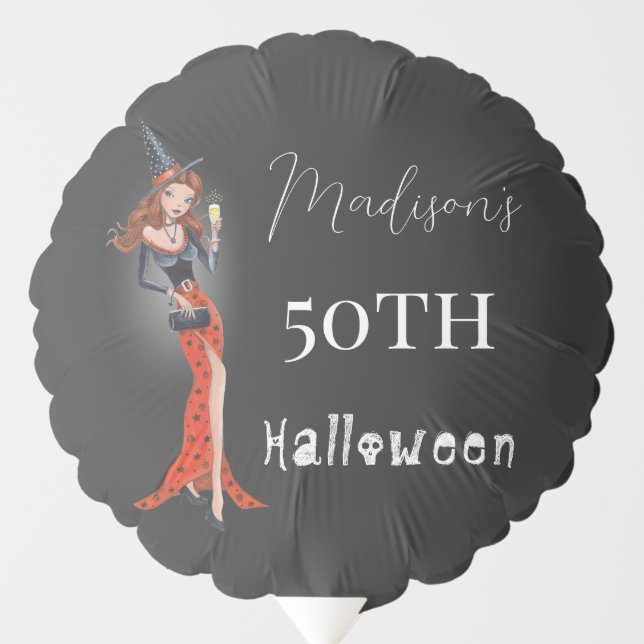 Halloween 50 th Woman Birthday Party Balloon (Front)