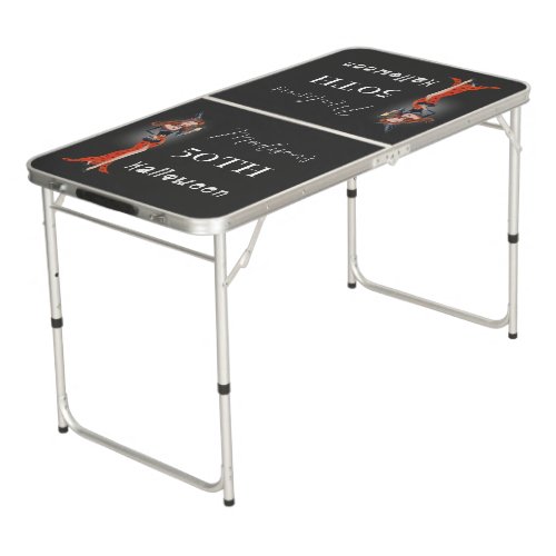 Halloween 50 th Woman Birthday Party Beer Pong Table