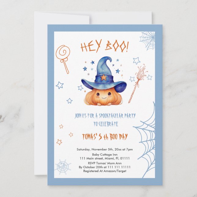 Halloween 5th Birthday Boy Invitation  (Front)
