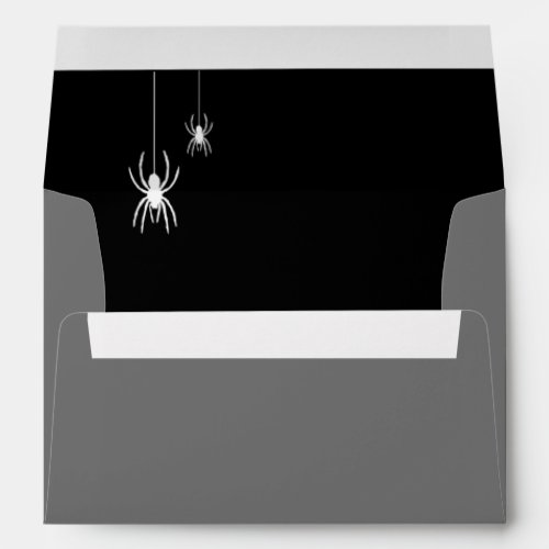 Halloween 5x7 Gray Black Spiders Invitation Envelope