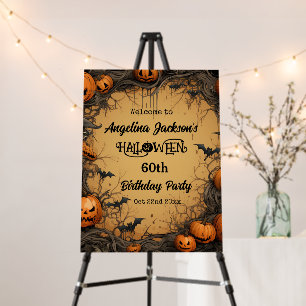 Halloween 60th Birthday Party Pumpkin welcome sign