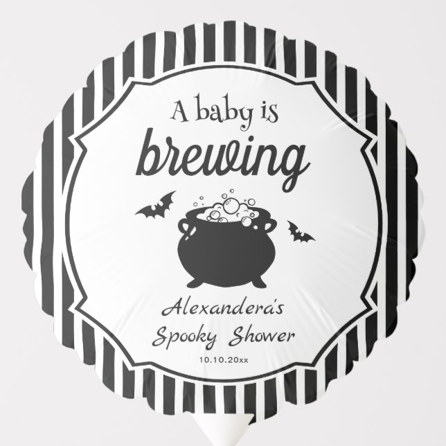 Halloween A Baby is Brewing Baby Shower Balloon (Front)