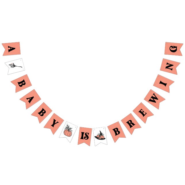 Halloween A Baby Is Brewing Baby Shower Bunting Bunting Flags (All)