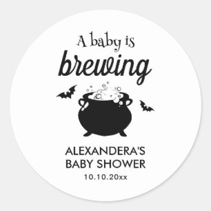 Halloween A Baby is brewing baby shower Classic Round Sticker