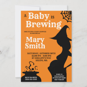 Halloween A Baby is Brewing Baby Shower Invitation