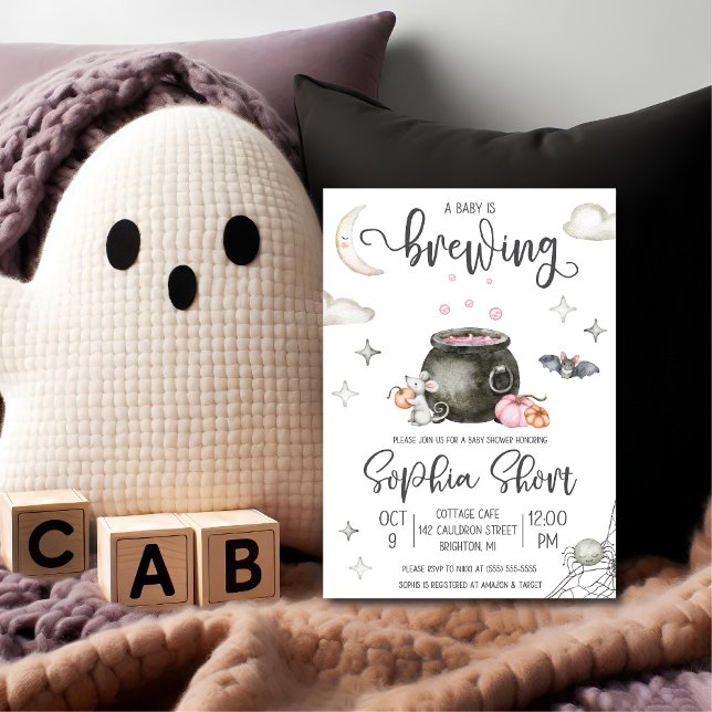 Halloween A Baby is Brewing Baby Shower Invitation (Creator Uploaded)