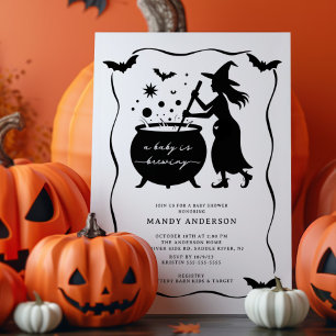 Halloween A Baby is Brewing Baby Shower Invitation