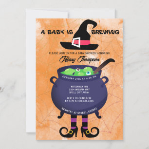 Halloween A Baby is Brewing Baby Shower Invitation