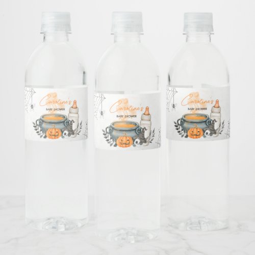 Halloween A Baby is Brewing Baby Shower  Water Bottle Label
