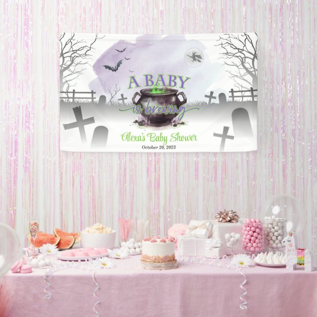Halloween A Baby is Brewing Banner (P/G) (Party)