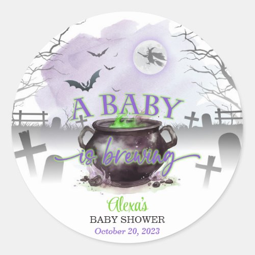 Halloween A Baby is Brewing PG Classic Round Sticker