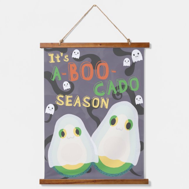 Halloween A-BOO-Cado Spooky Cute Avocado Ghosts Hanging Tapestry (Front)