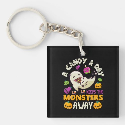 Halloween A Candy A Day Keeps The Monsters Away  Keychain