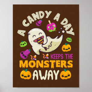 Halloween A Candy A Day Keeps The Monsters Away Poster