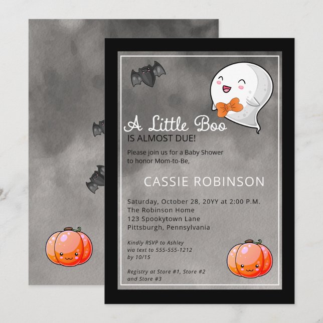 Halloween A Little Boo Ghost Boy Baby Shower Invitation (Front/Back)