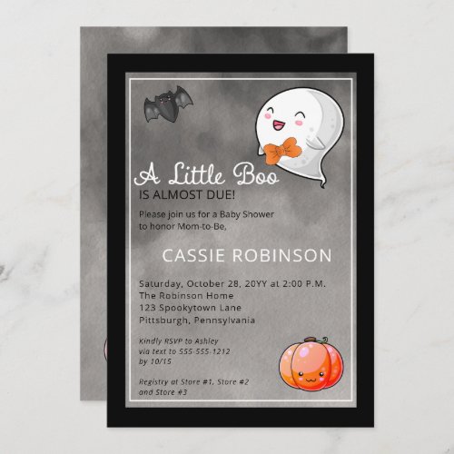 Halloween A Little Boo Ghost Boy Baby Shower Invitation
