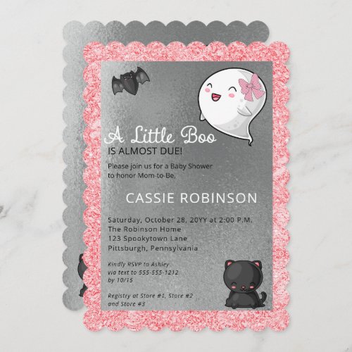 Halloween A Little Boo Ghost Girl Baby Shower Invitation