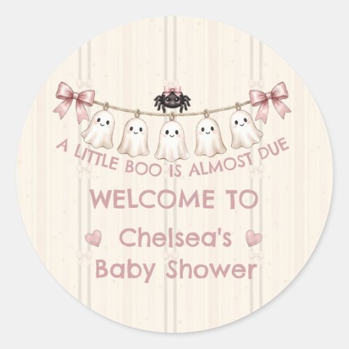 Halloween "A Little Boo Is Almost Due" Baby Shower Classic Round Sticker