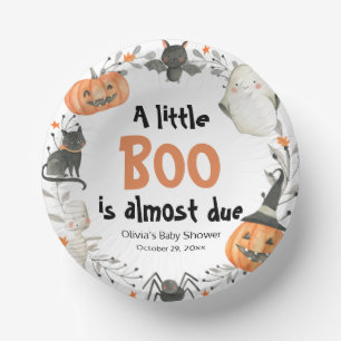 Halloween A Little Boo is almost due Baby Shower Paper Bowls