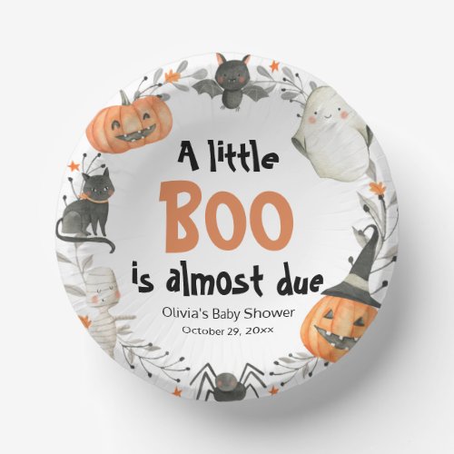 Halloween A Little Boo is almost due Baby Shower Paper Bowls