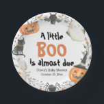 Halloween A Little Boo is almost due Baby Shower Paper Plates<br><div class="desc">A Little Boo Cute Halloween Pumpkin Baby Shower</div>