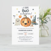 Halloween A Little Boo Pumpkin Baby Shower Invitation (Standing Front)