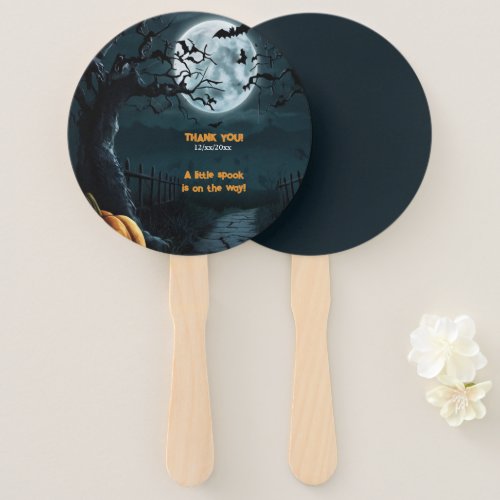 Halloween A Little Spook Pumpkin Baby Shower Hand Fan