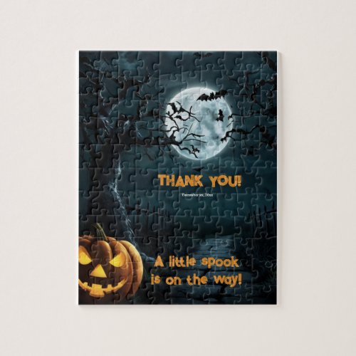 Halloween A Little Spook Pumpkin Baby Shower Jigsaw Puzzle