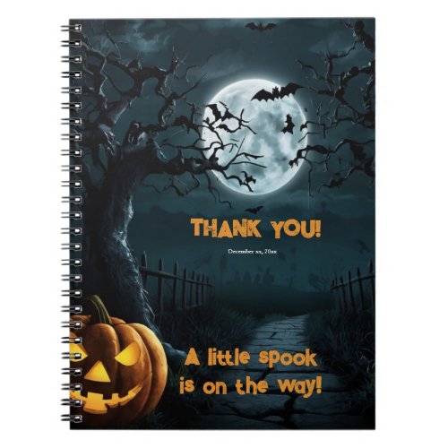 Halloween A Little Spook Pumpkin Baby Shower Notebook