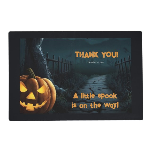 Halloween A Little Spook Pumpkin Baby Shower Placemat (Front)