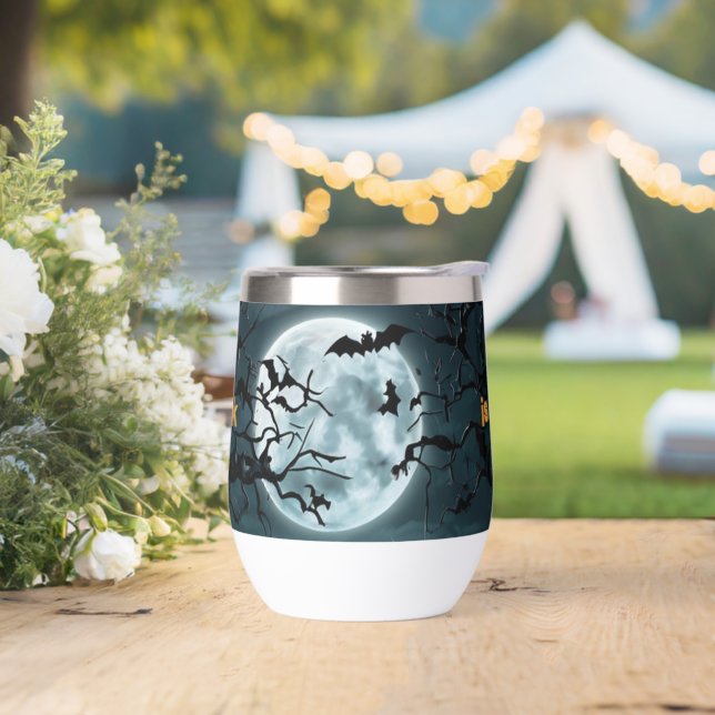 Halloween A Little Spook Pumpkin Baby Shower Thermal Wine Tumbler (Wedding)