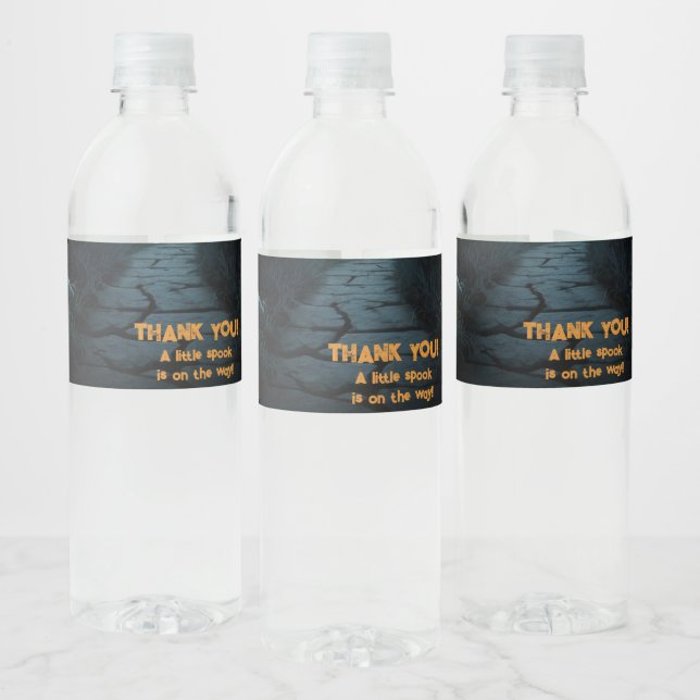 Halloween A Little Spook Pumpkin Baby Shower Water Bottle Label (Bottles)