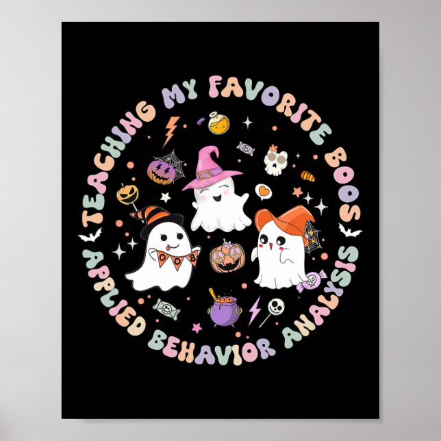 Halloween Aba Bcba Rbt Behavior Analyst Ghost Neur Poster (Front)