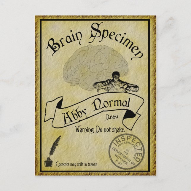 Halloween Abby Normal Recipe Card (Front)