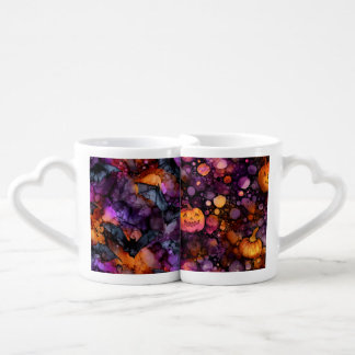 HALLOWEEN ABSTRACT ALCOHOL INK LOOK COFFEE MUG SET