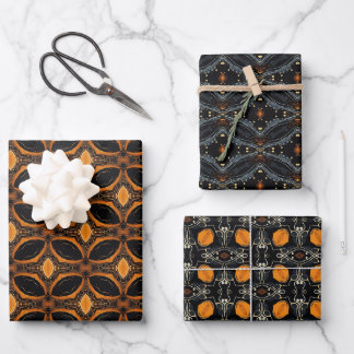 Halloween Abstract Pattern set 5 Wrapping Paper Sheets