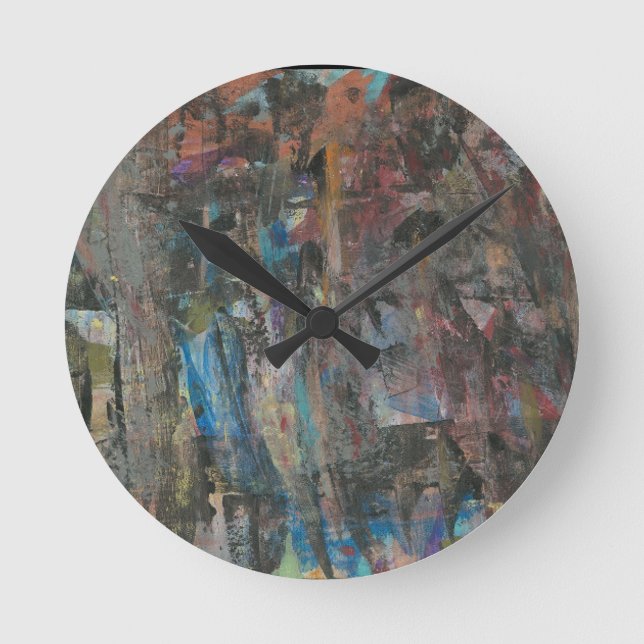 Halloween Abstract Scary Zombie Round Clock (Front)