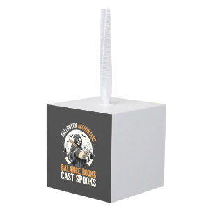 Halloween Accountant After Dark Cube Ornament