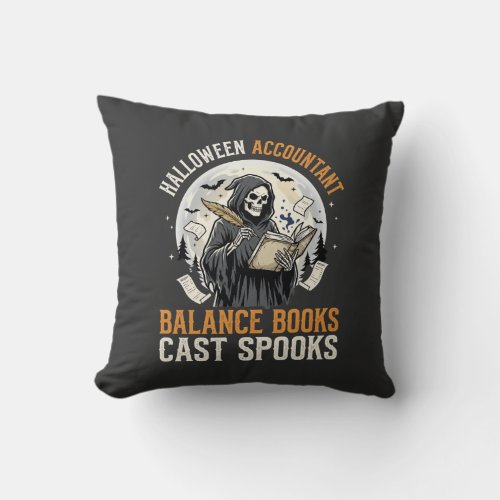 Halloween Accountant After Dark Throw Pillow
