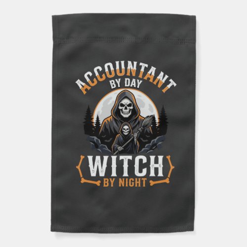 Halloween Accountant by Day Witch by Night Design Garden Flag