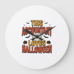 Halloween Accountant Vintage Ghost Shirt Design_1 Large Clock