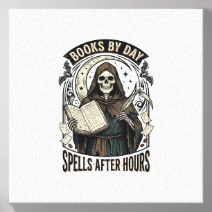 Halloween Accountant Witch Vintage Reaper Design_1 Canvas Photo Tile