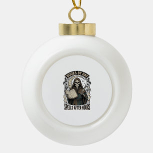 Halloween Accountant Witch Vintage Reaper Design_1 Ceramic Ball Christmas Ornament